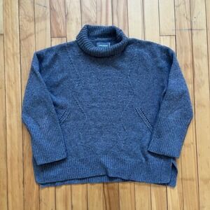 Zadig & Voltaire Medium Turtleneck Sweater Boxy Charcoal Grey Knit
